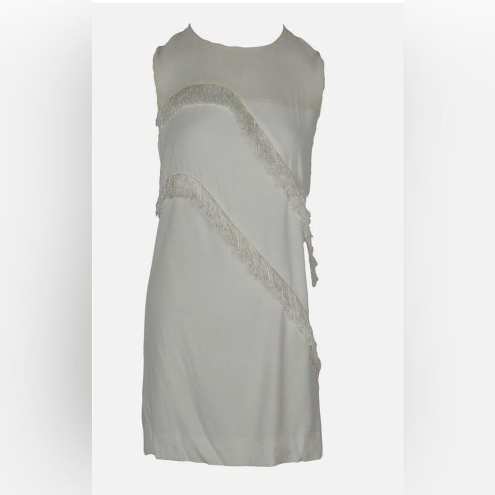 Sandro White/Cream Paris Rosalbla Fringe Tassel Mini Dress Size 1 - Picture 4 of 9